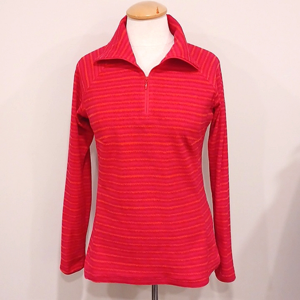 Columbia Glacial Fleece Striped Pink/Orange 1/4 Zip Top- Sz. Sm - Picture 2 of 8